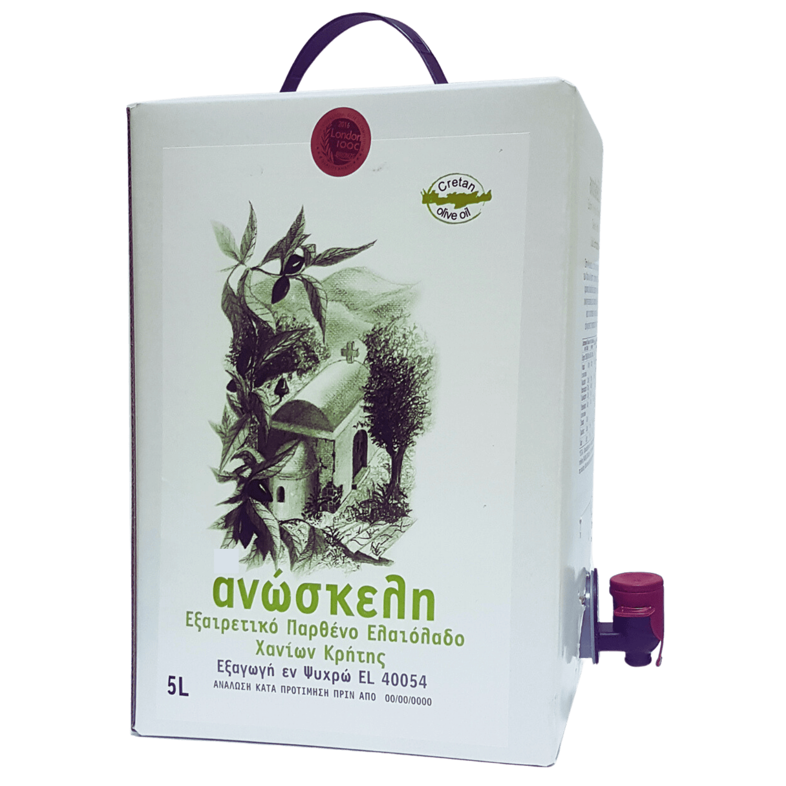 Ανώσκελη Ελαιόλαδο ΠΟΠ Κολυμβαρίου 3lt bag-in-box